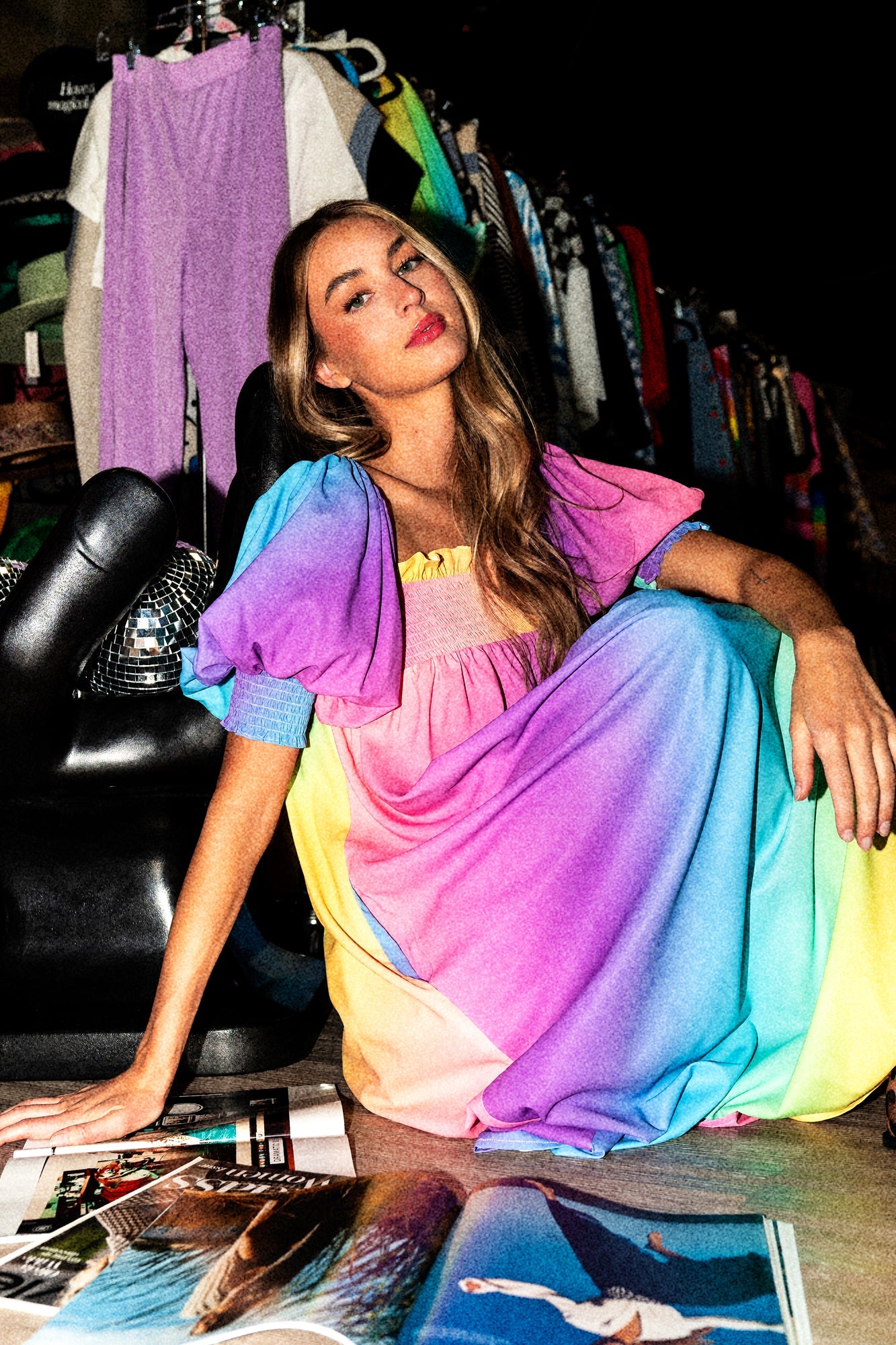 LALA ORIGINAL: Palm Springs Smocked Dress in Rainbow Daydream - Dressed in Lala