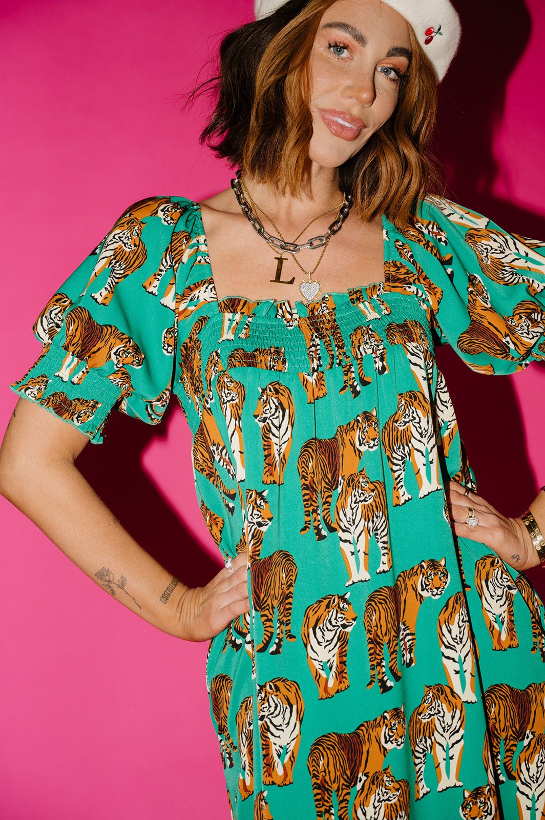 LALA ORIGINAL: Palm Springs Smocked Dress in Tiger Tales - Dressed in Lala