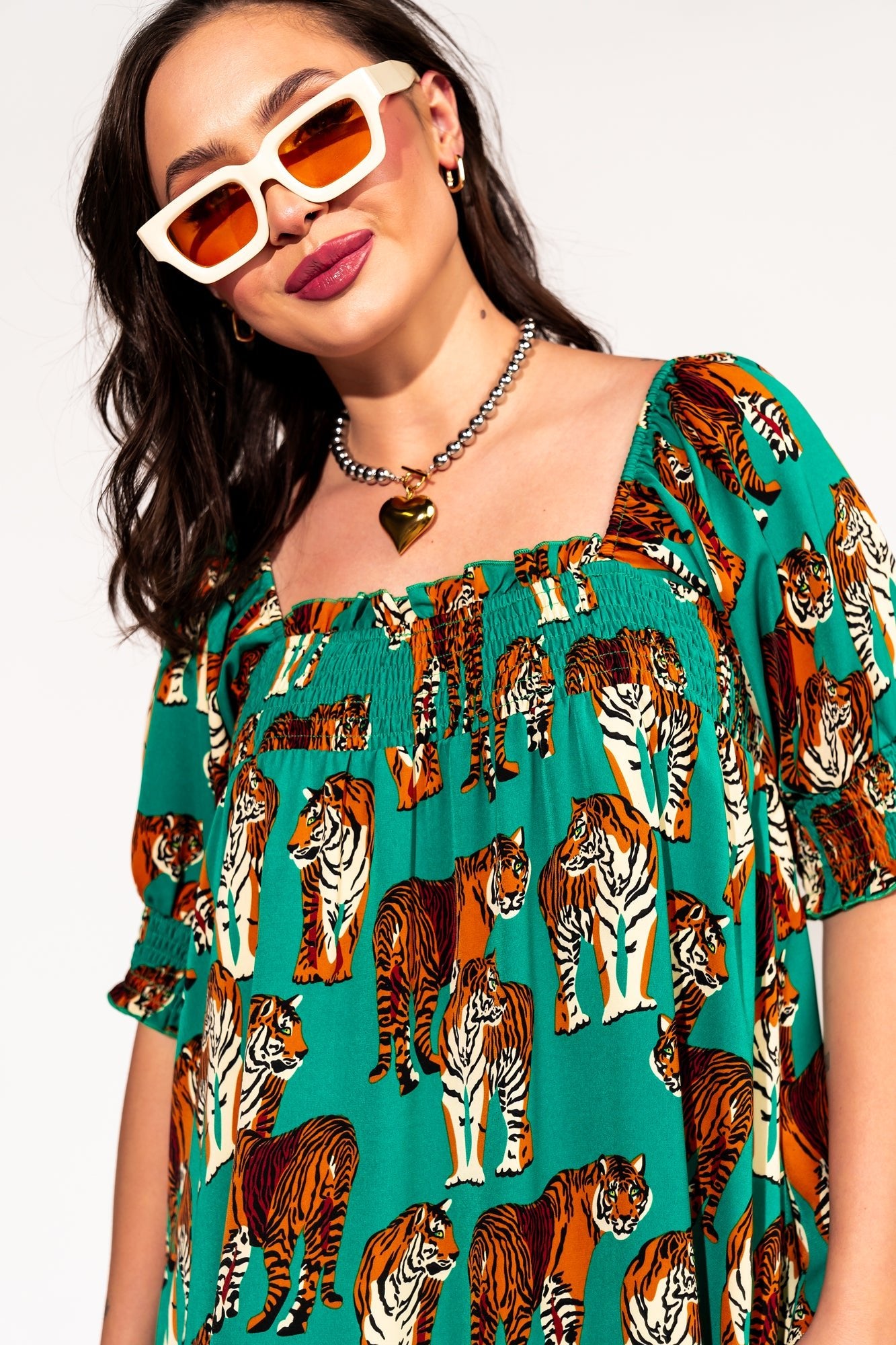 LALA ORIGINAL: Palm Springs Smocked Dress in Tiger Tales - Dressed in Lala