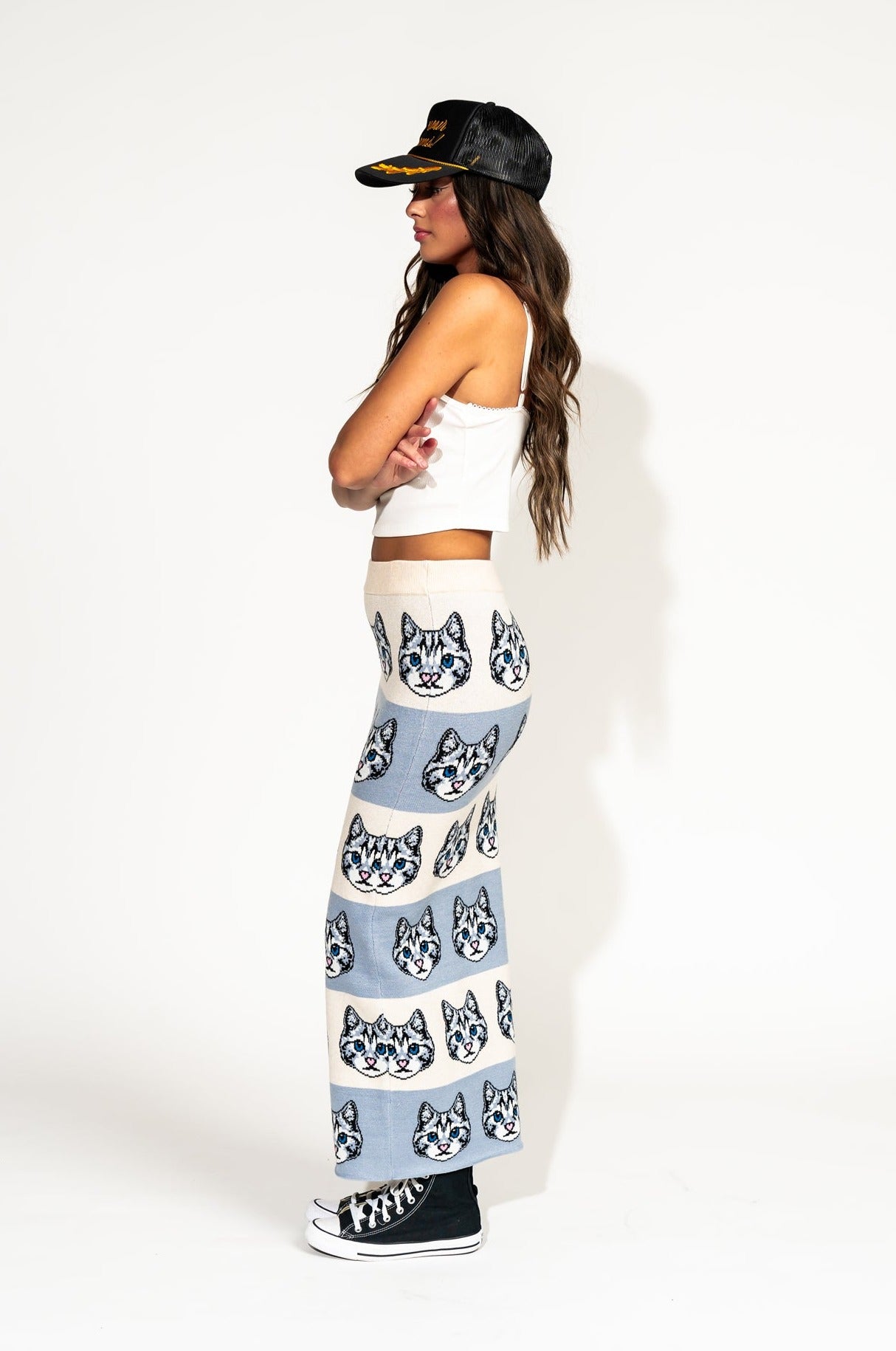 LALA ORIGINAL: Pretty Kitty Knit Midi Skirt - Dressed in Lala