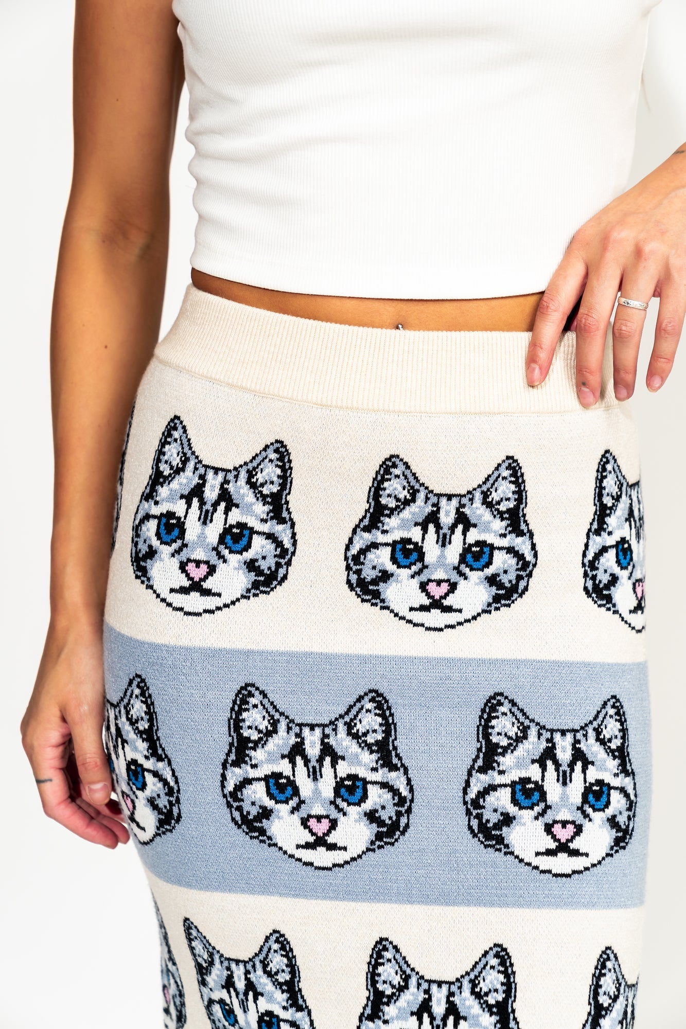 LALA ORIGINAL: Pretty Kitty Knit Midi Skirt - Dressed in Lala