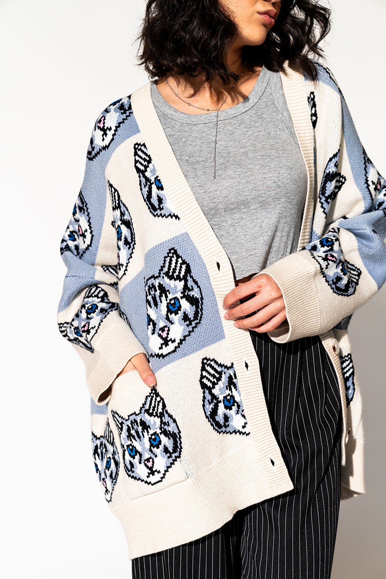 LALA ORIGINAL: Pretty Kitty Oversized Cardigan - Dressed in Lala