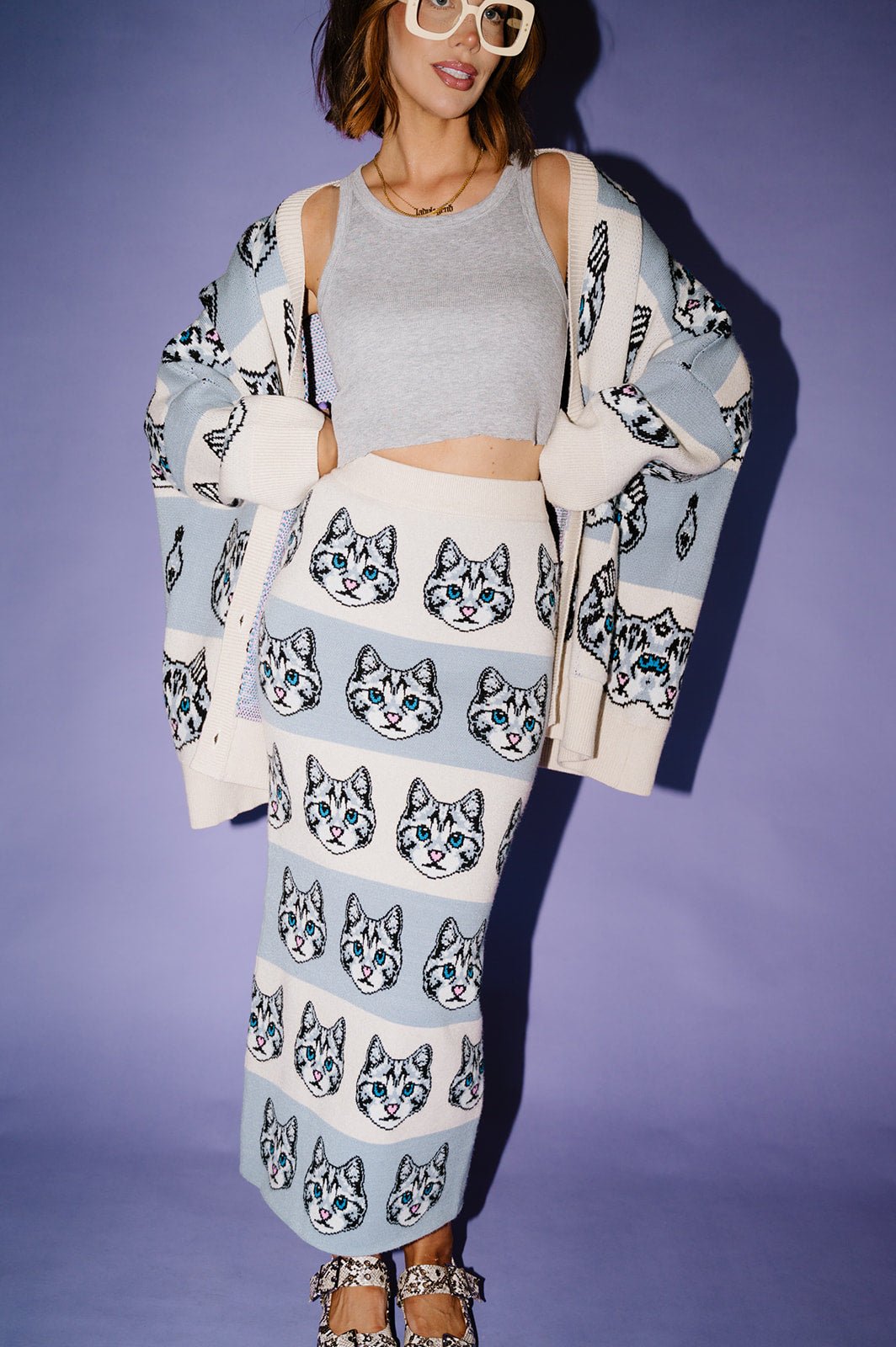 LALA ORIGINAL: Pretty Kitty Oversized Cardigan - Dressed in Lala