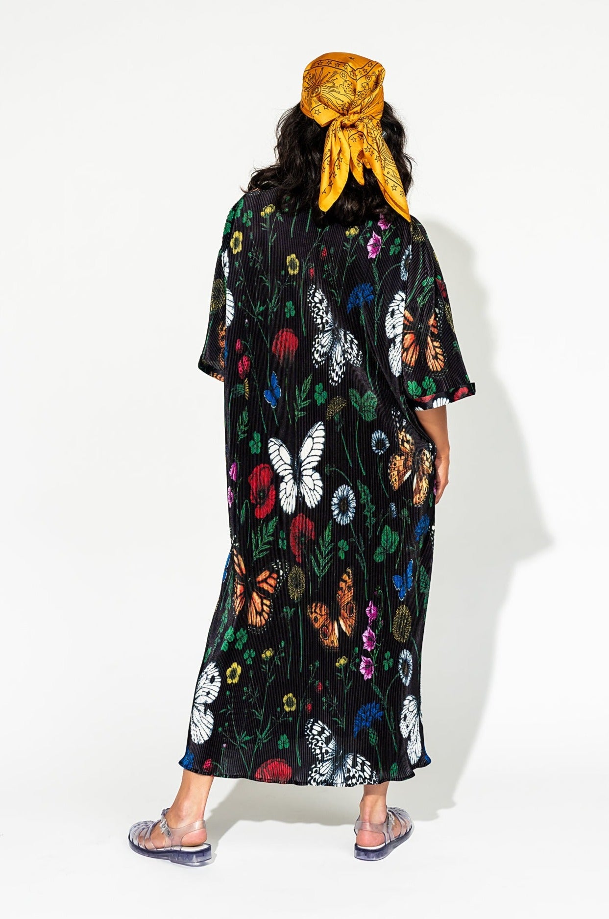 LALA ORIGINAL: So Far So Good Oversized Plissé Dress in Folklore Florals - Dressed in Lala