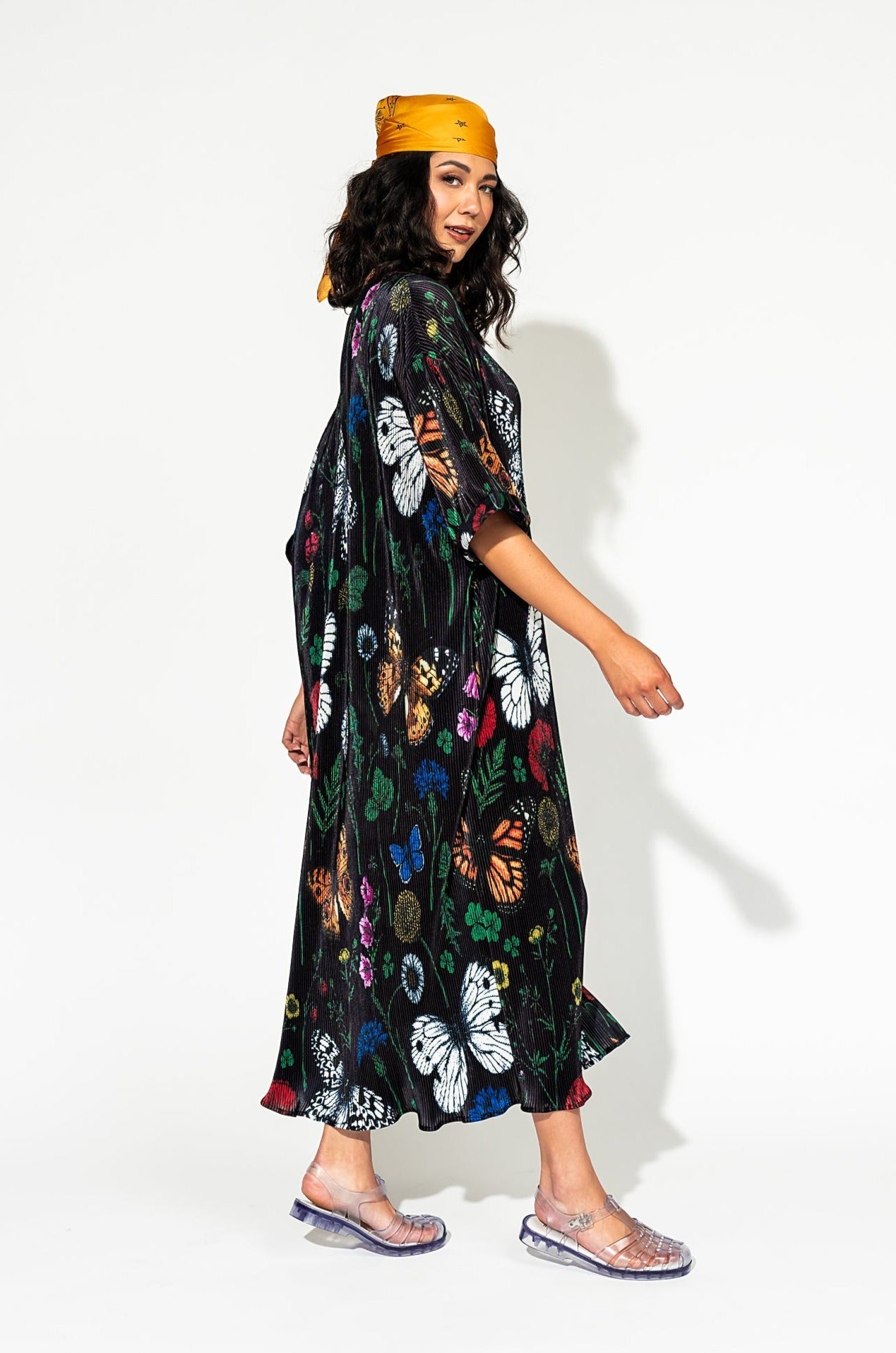 LALA ORIGINAL: So Far So Good Oversized Plissé Dress in Folklore Florals - Dressed in Lala