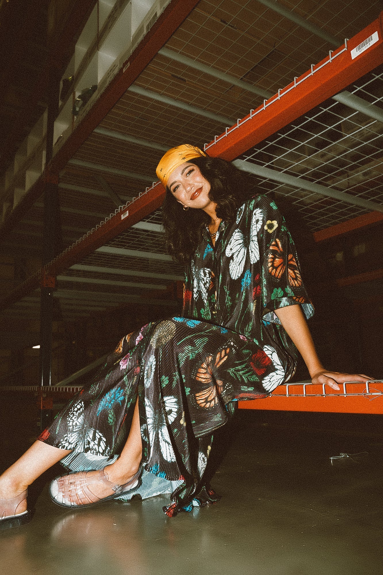 LALA ORIGINAL: So Far So Good Oversized Plissé Dress in Folklore Florals - Dressed in Lala