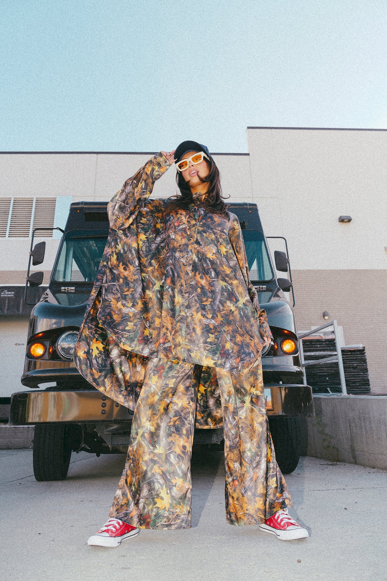 Lala Satin Playsuit in Bad B*tch Camo - Dressed in Lala