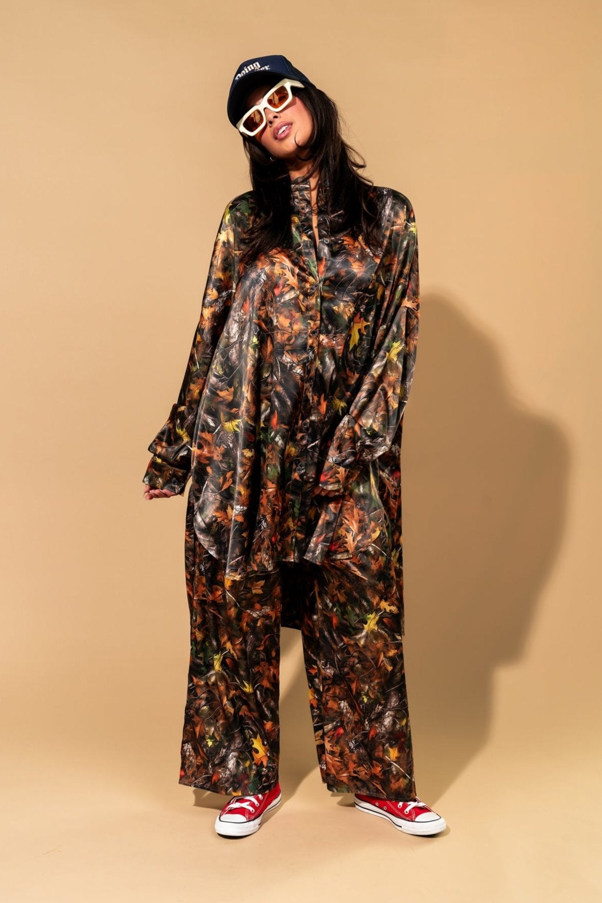 Lala Satin Playsuit in Bad B*tch Camo - Dressed in Lala