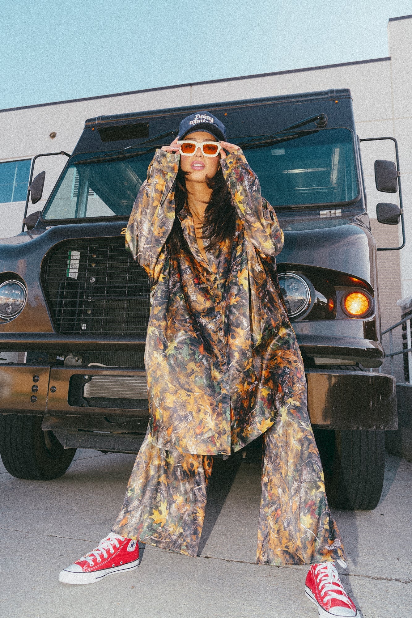 Lala Satin Playsuit in Bad B*tch Camo - Dressed in Lala