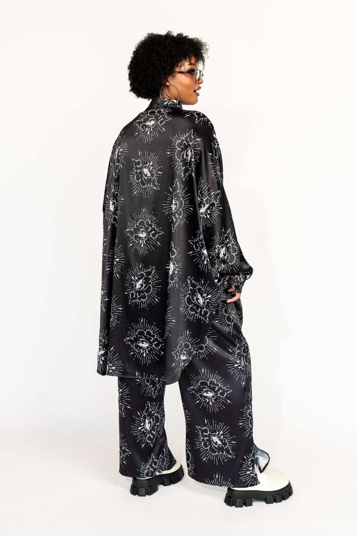 Lala Satin Playsuit in Past Present Future - Dressed in Lala