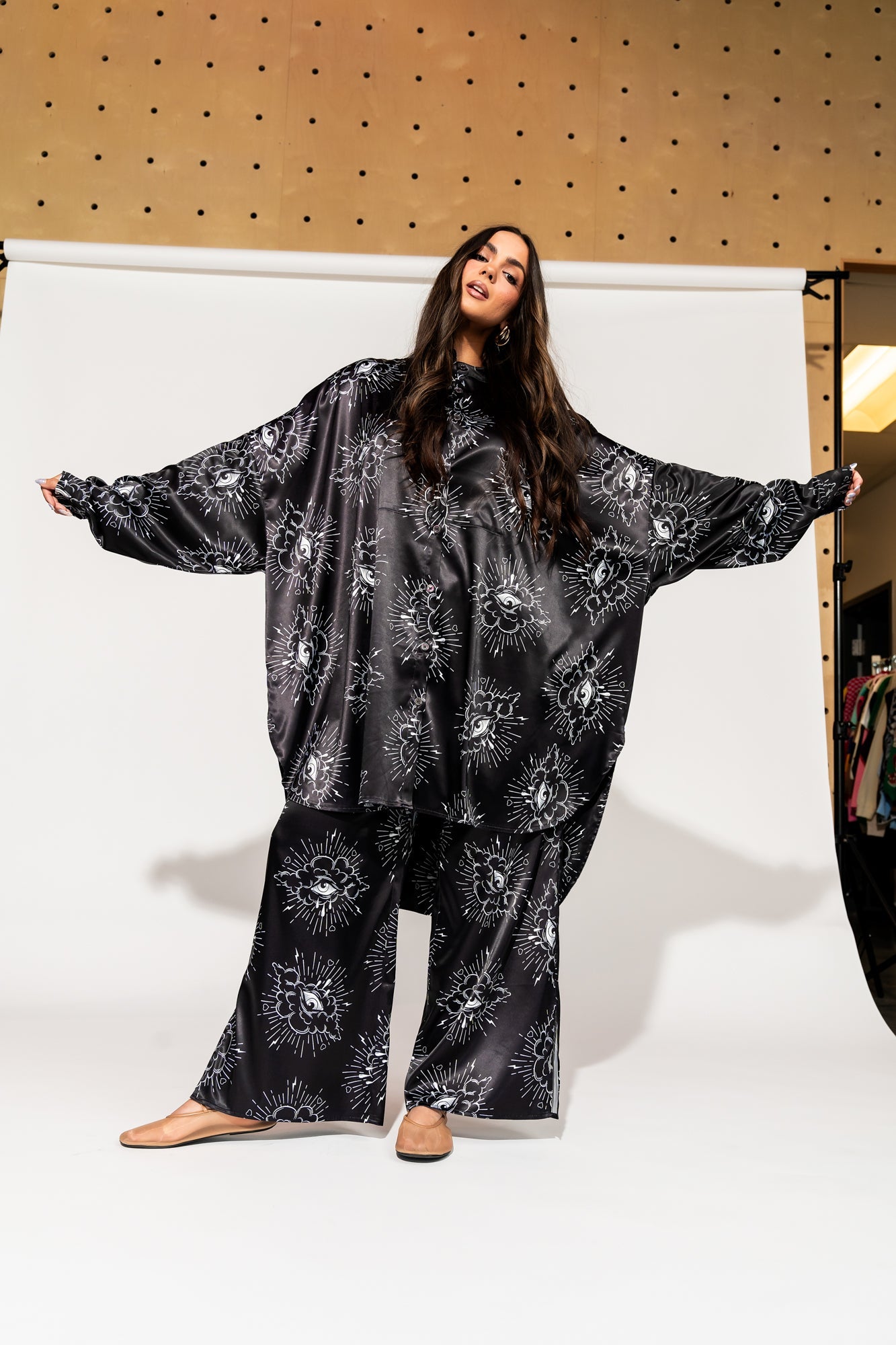 Lala Satin Playsuit in Past Present Future - Dressed in Lala