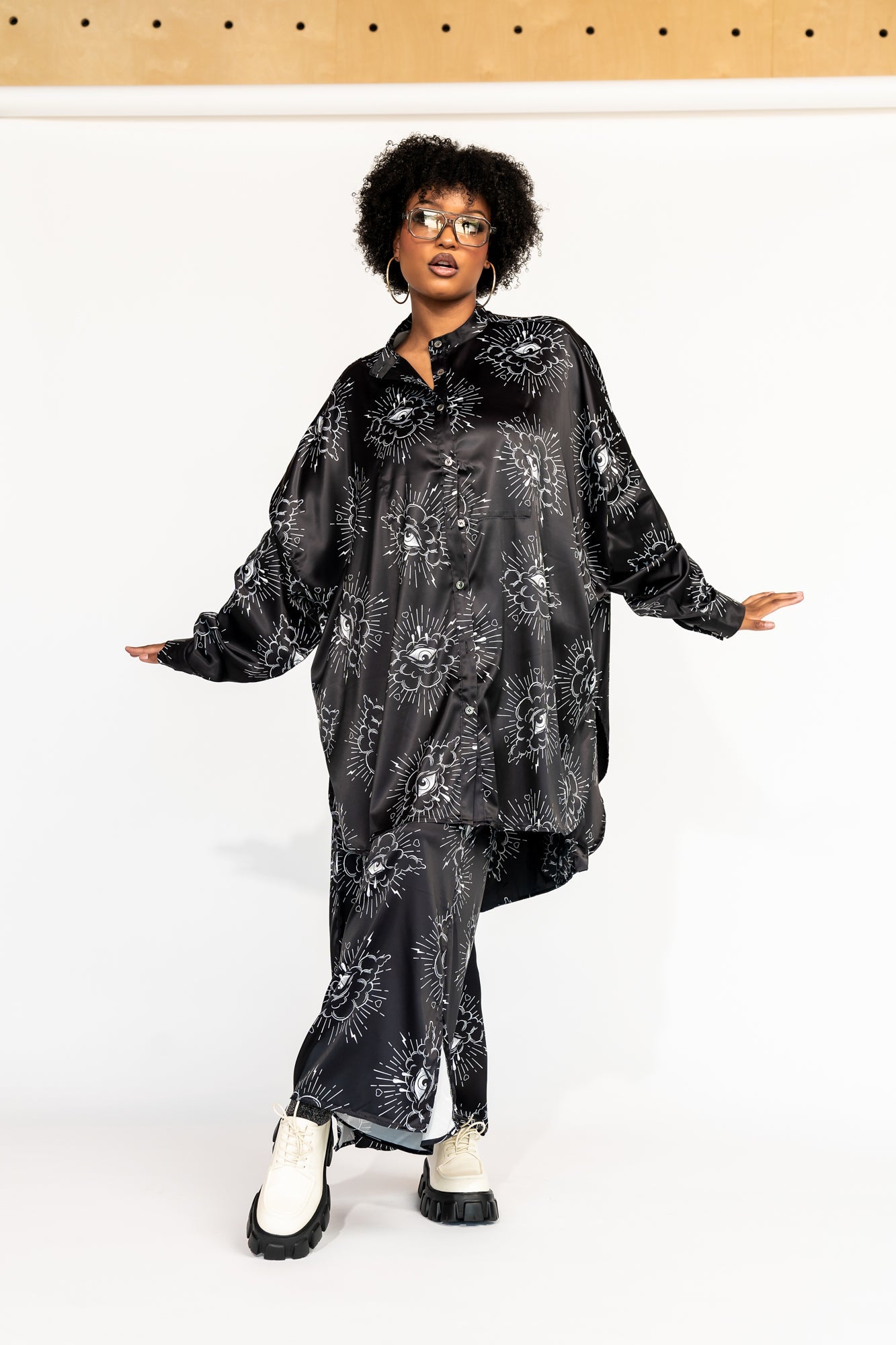 Lala Satin Playsuit in Past Present Future - Dressed in Lala