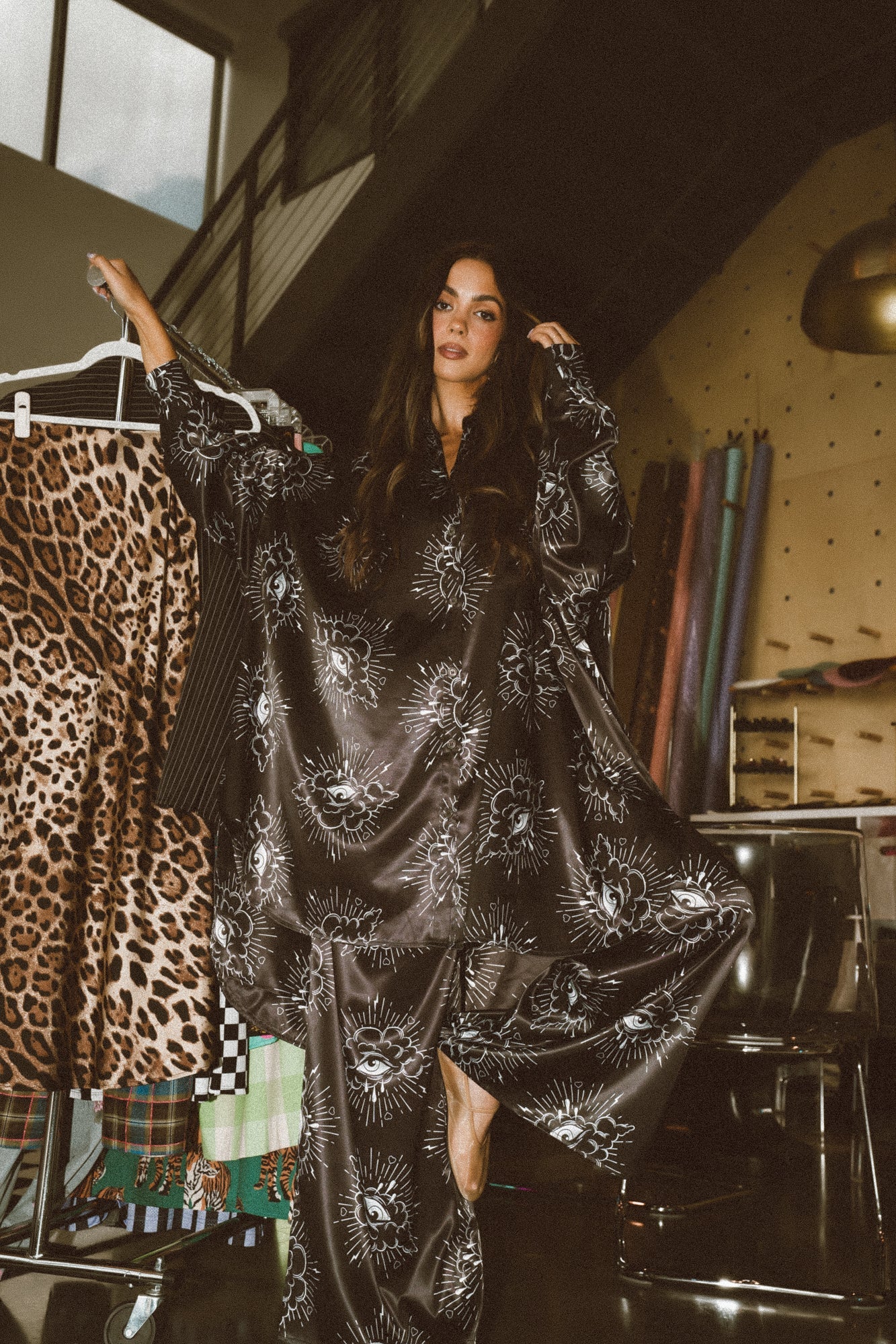 Lala Satin Playsuit in Past Present Future - Dressed in Lala