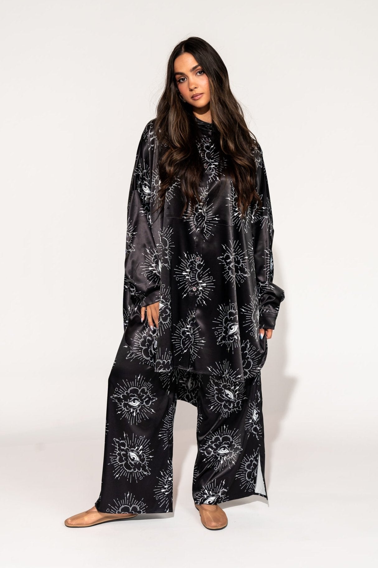 Lala Satin Playsuit in Past Present Future - Dressed in Lala