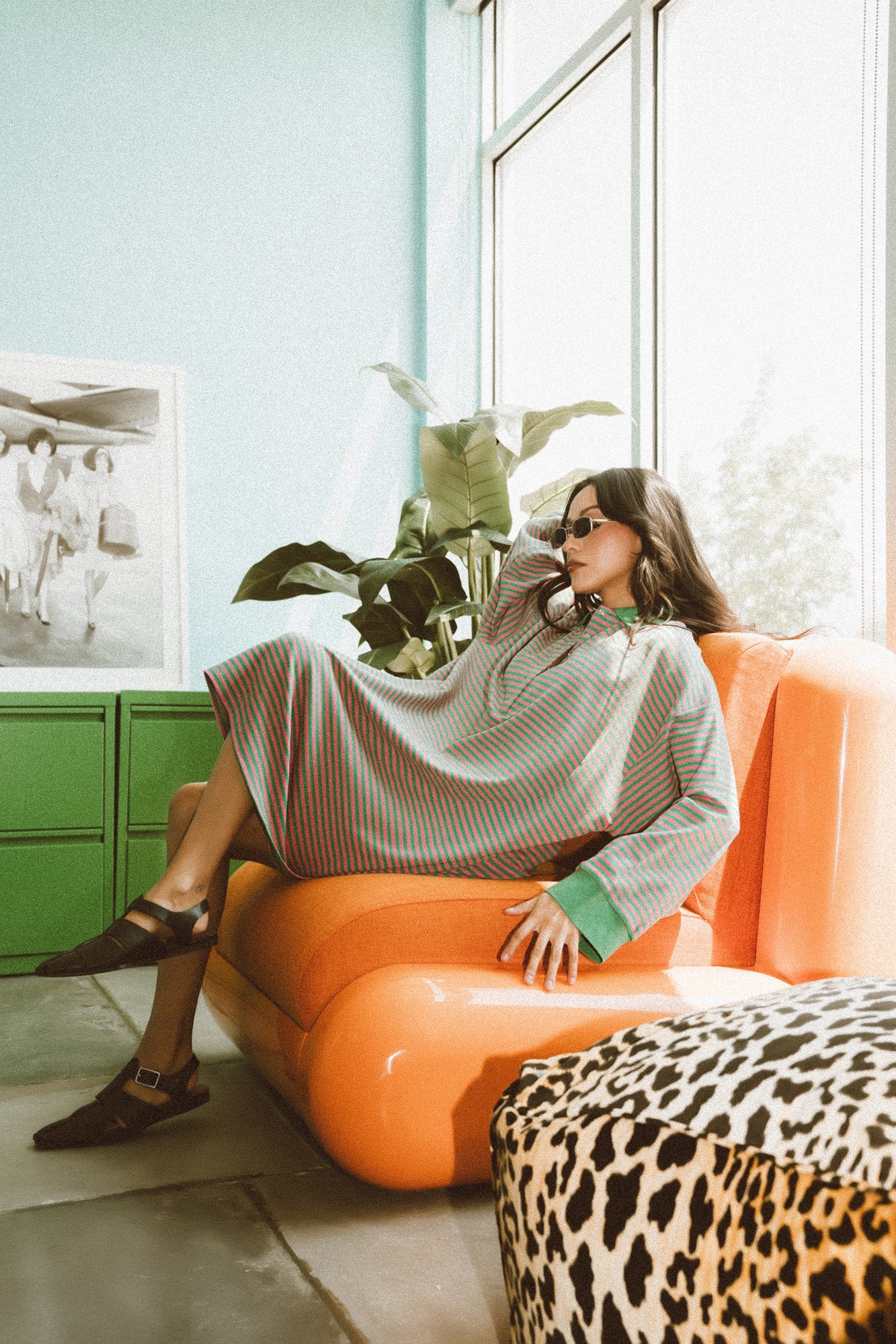 Lalaland University Oversized Polo Mini Dress in Watermelon Stripes - Dressed in Lala