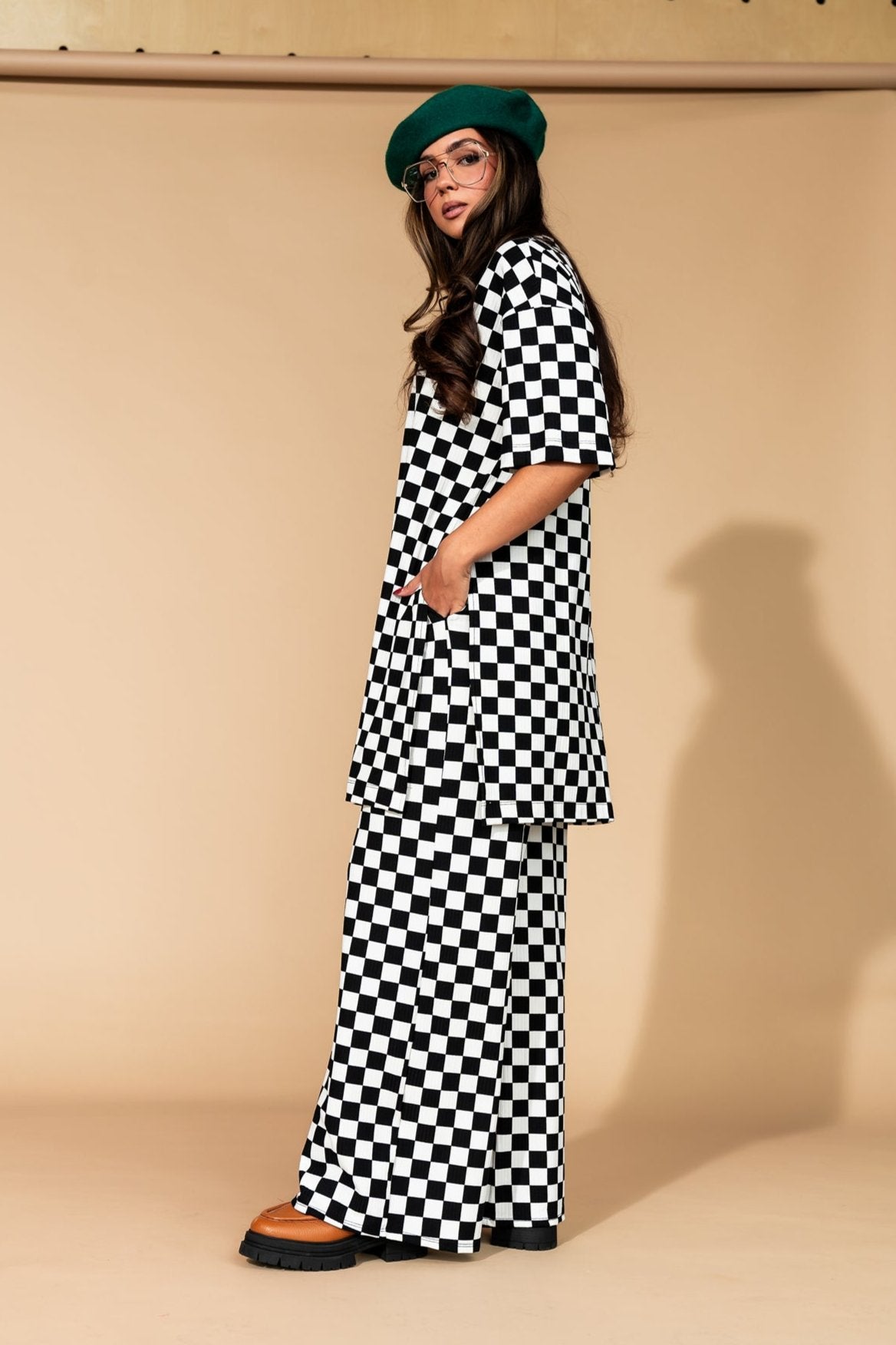 Leveled Up Ribbed Playsuit in Black + White Checkerboard - Dressed in Lala