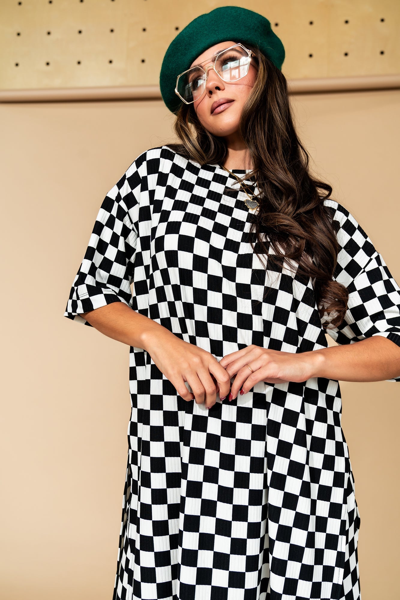 Leveled Up Ribbed Playsuit in Black + White Checkerboard - Dressed in Lala