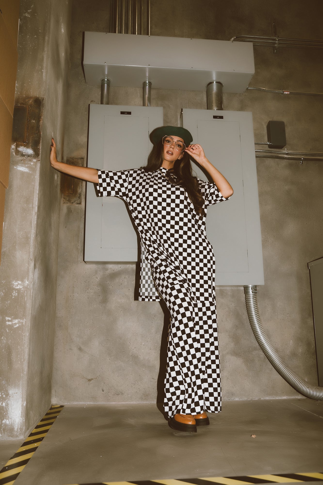 Leveled Up Ribbed Playsuit in Black + White Checkerboard - Dressed in Lala
