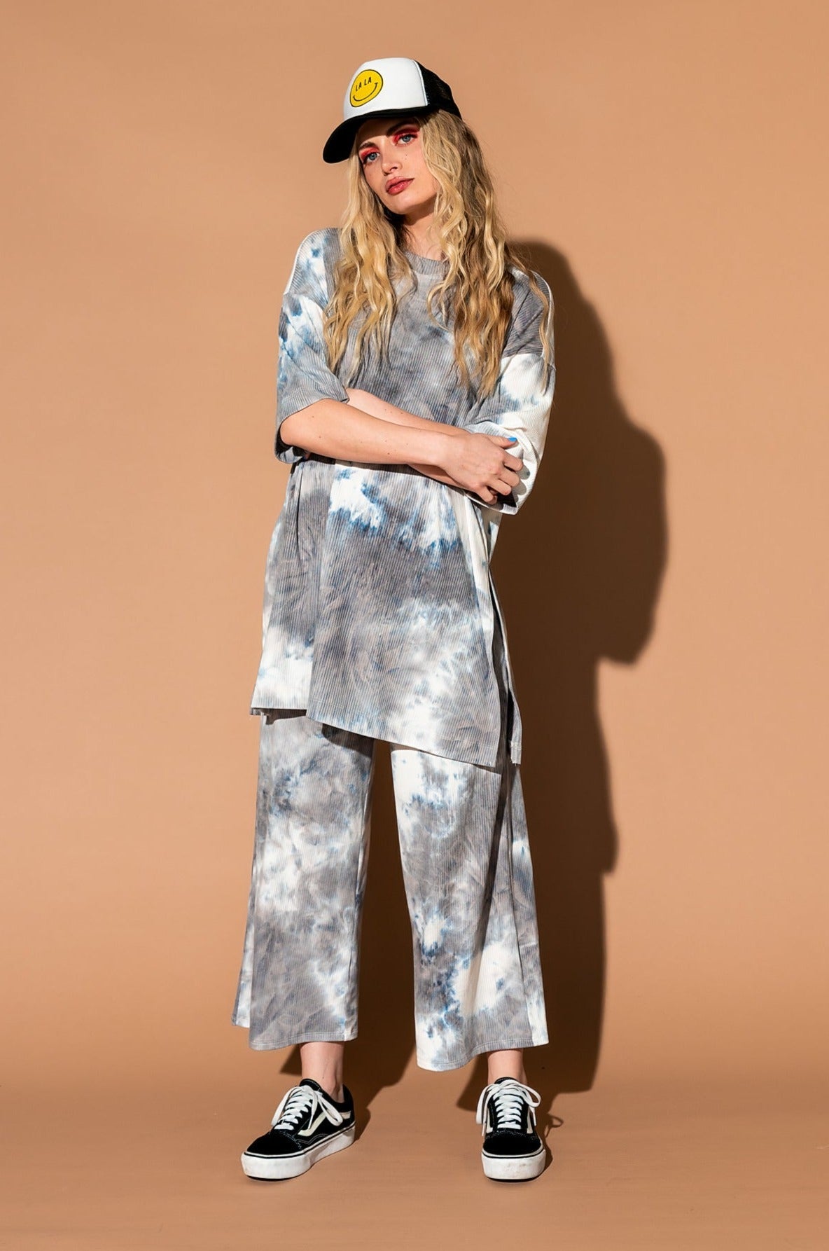 Lex Ribbed Playsuit in Cloudy Tie Dye - Dressed in Lala