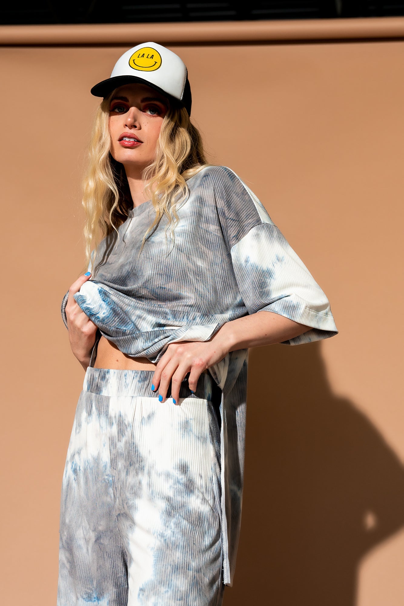 Lex Ribbed Playsuit in Cloudy Tie Dye - Dressed in Lala