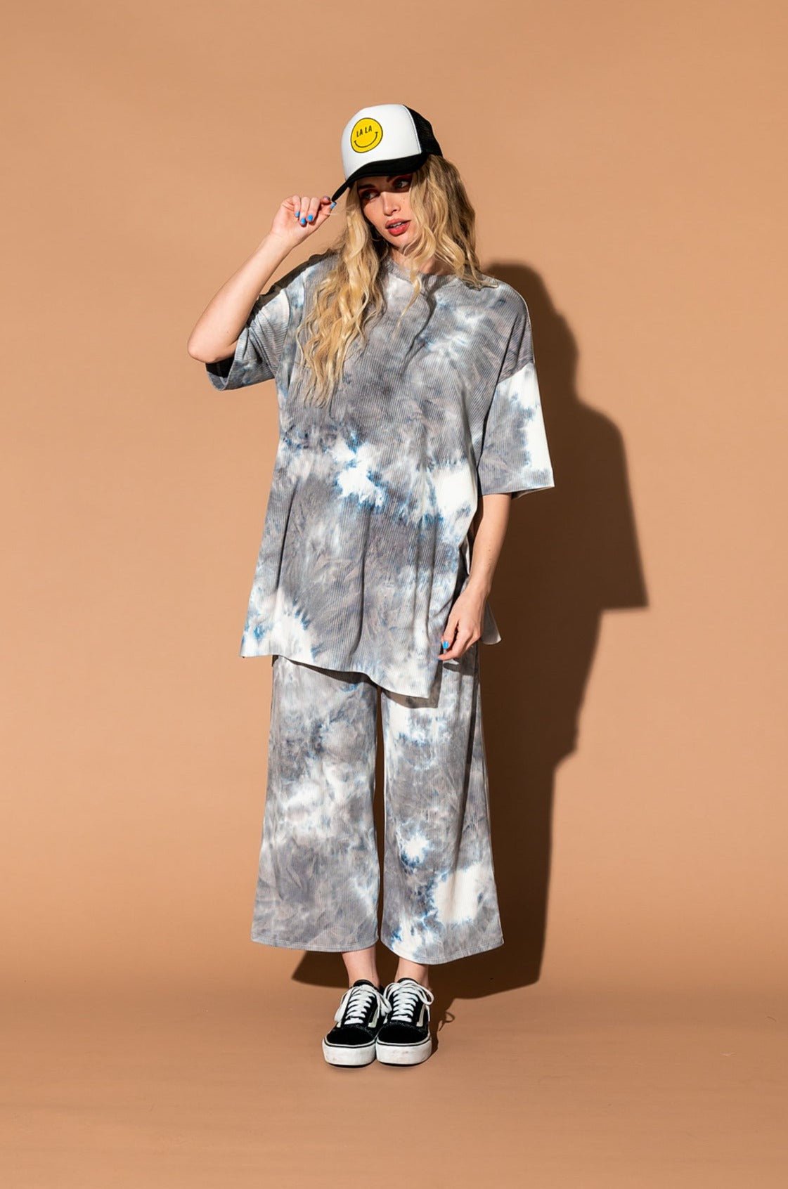 Lex Ribbed Playsuit in Cloudy Tie Dye - Dressed in Lala