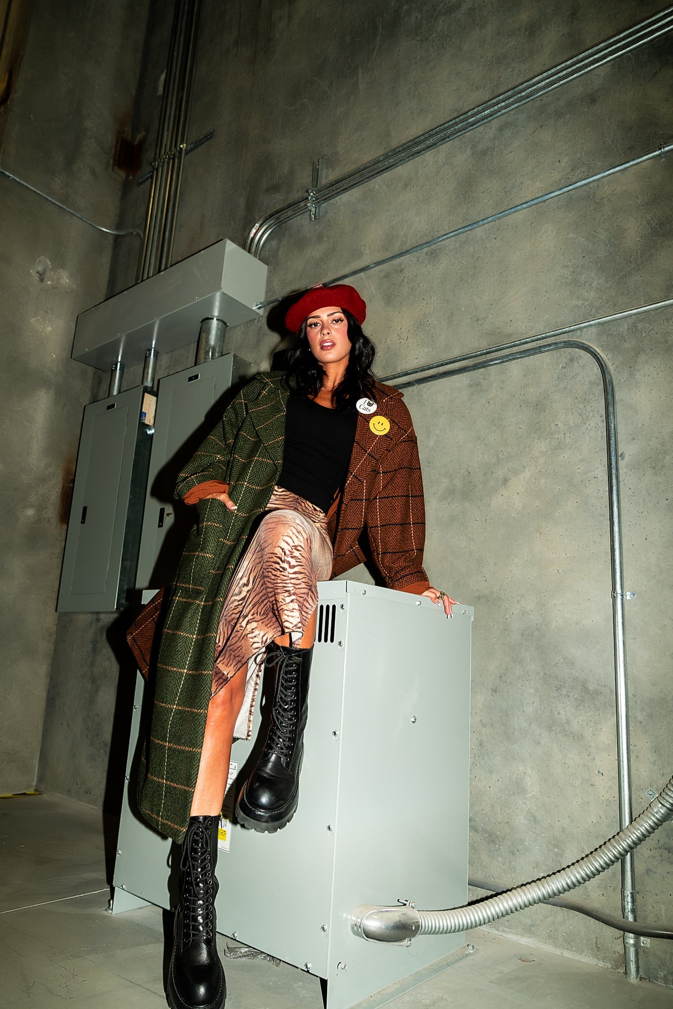 Libra Longline Half + Half Coat in Pine + Brown - Dressed in Lala