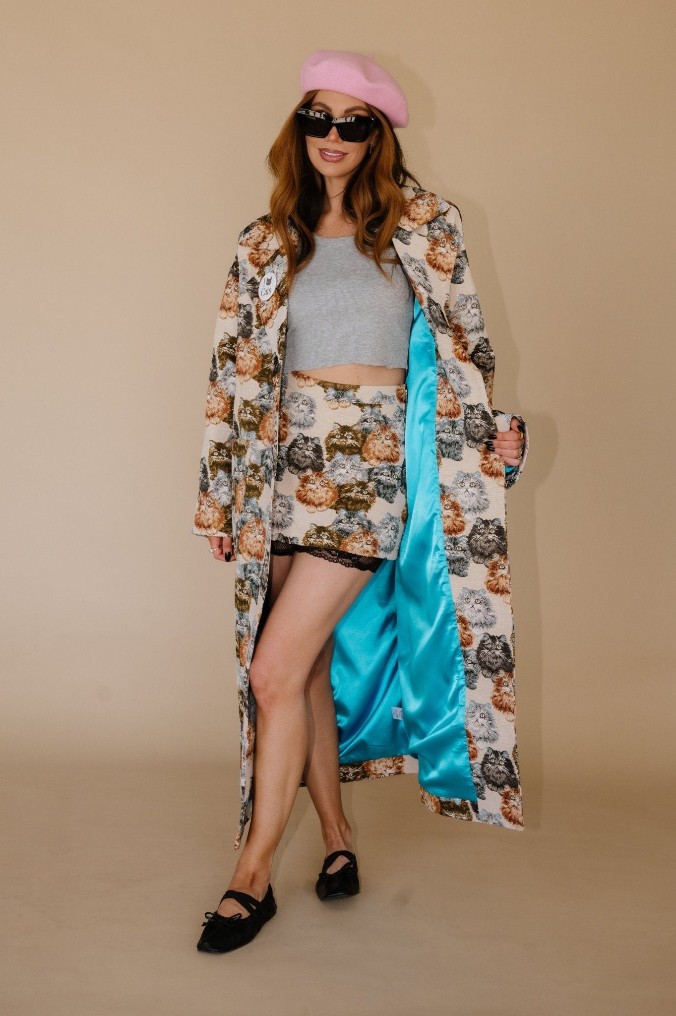 Libra Longline Jacquard Coat in Precious Persians - Dressed in Lala