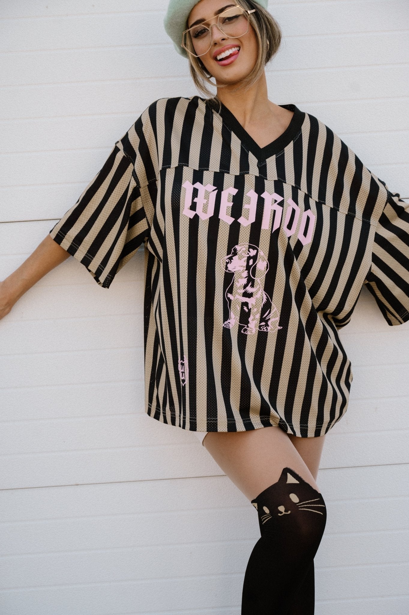 Long Live Weirdos Jersey in Tan + Black - Dressed in Lala