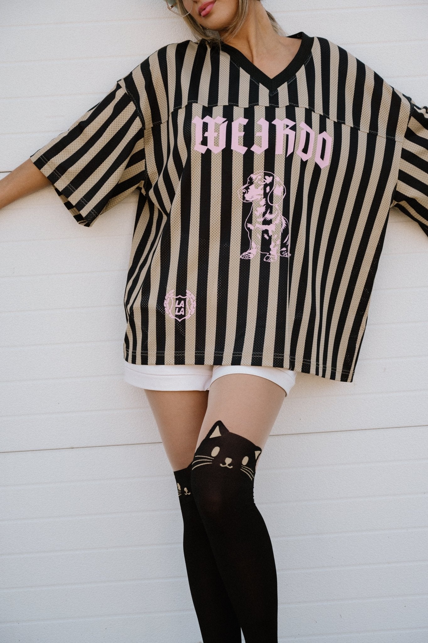 Long Live Weirdos Jersey in Tan + Black - Dressed in Lala