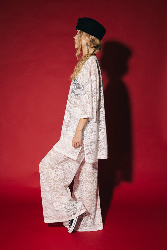 Love Hangover Oversized Lace Tee in White - Dressed in Lala