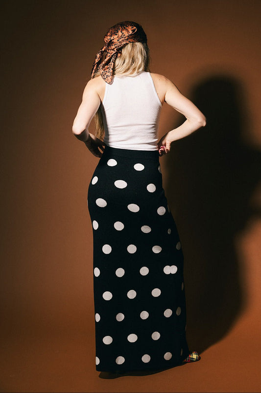 Love of the Game Polka Dot Knit Maxi Skirt - Dressed in Lala