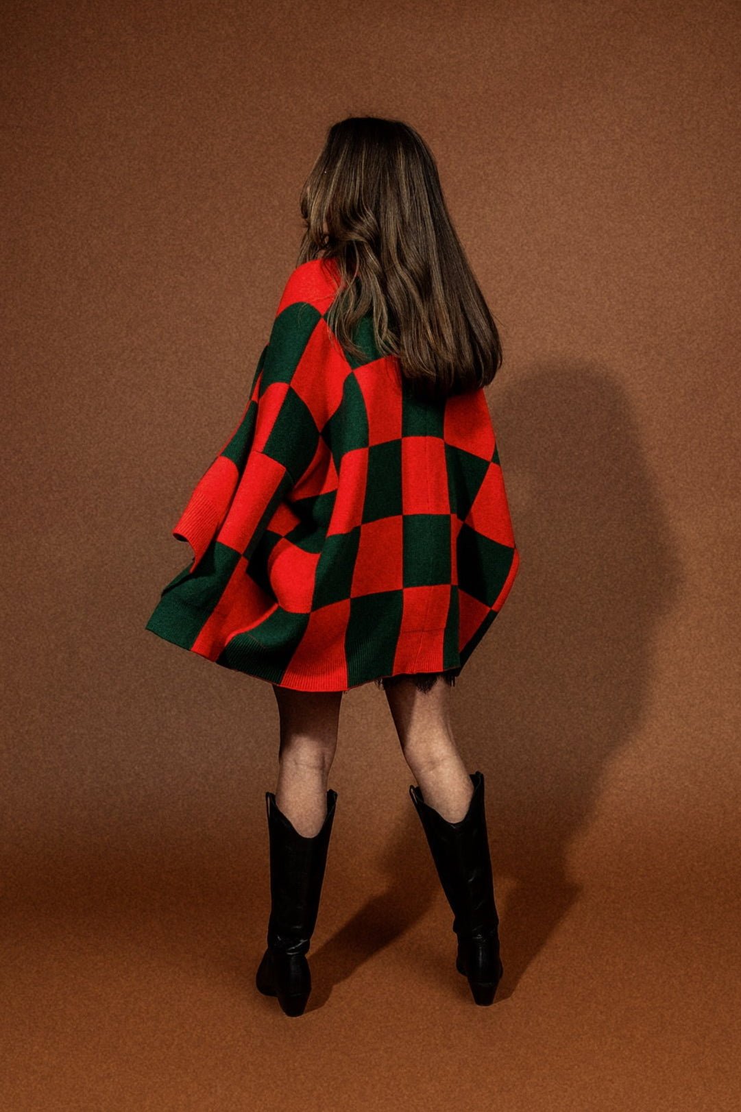 Love You Oversized Cardigan in Old Money Checkerboard - Dressed in Lala