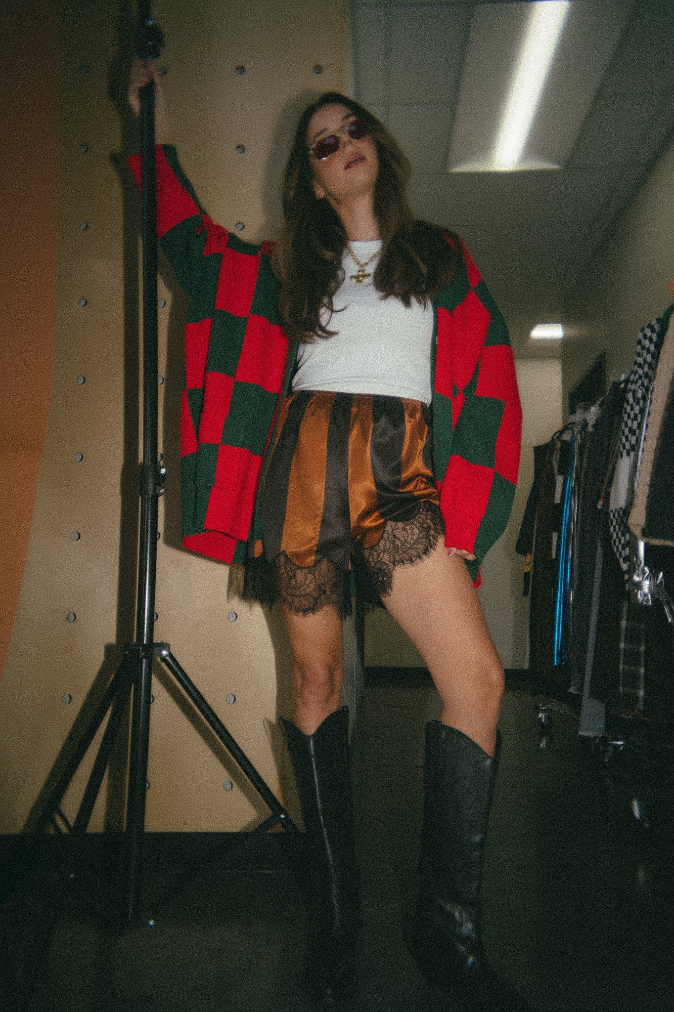 Love You Oversized Cardigan in Old Money Checkerboard - Dressed in Lala
