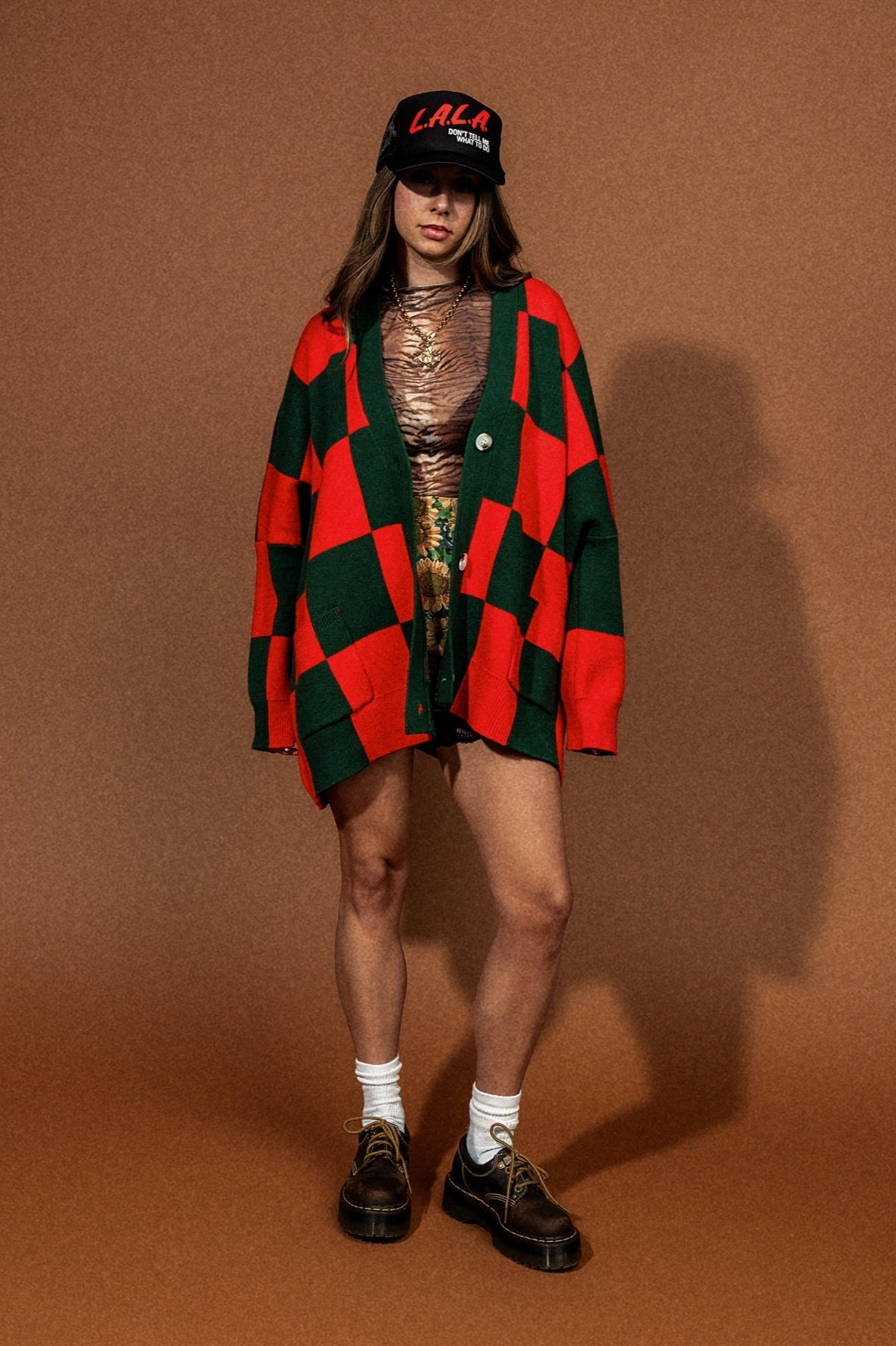 Love You Oversized Cardigan in Old Money Checkerboard - Dressed in Lala
