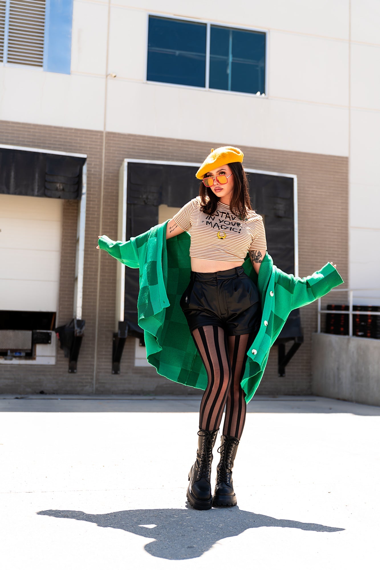 Love You Oversized Checkerboard Cardigan in Green Girl - Dressed in Lala