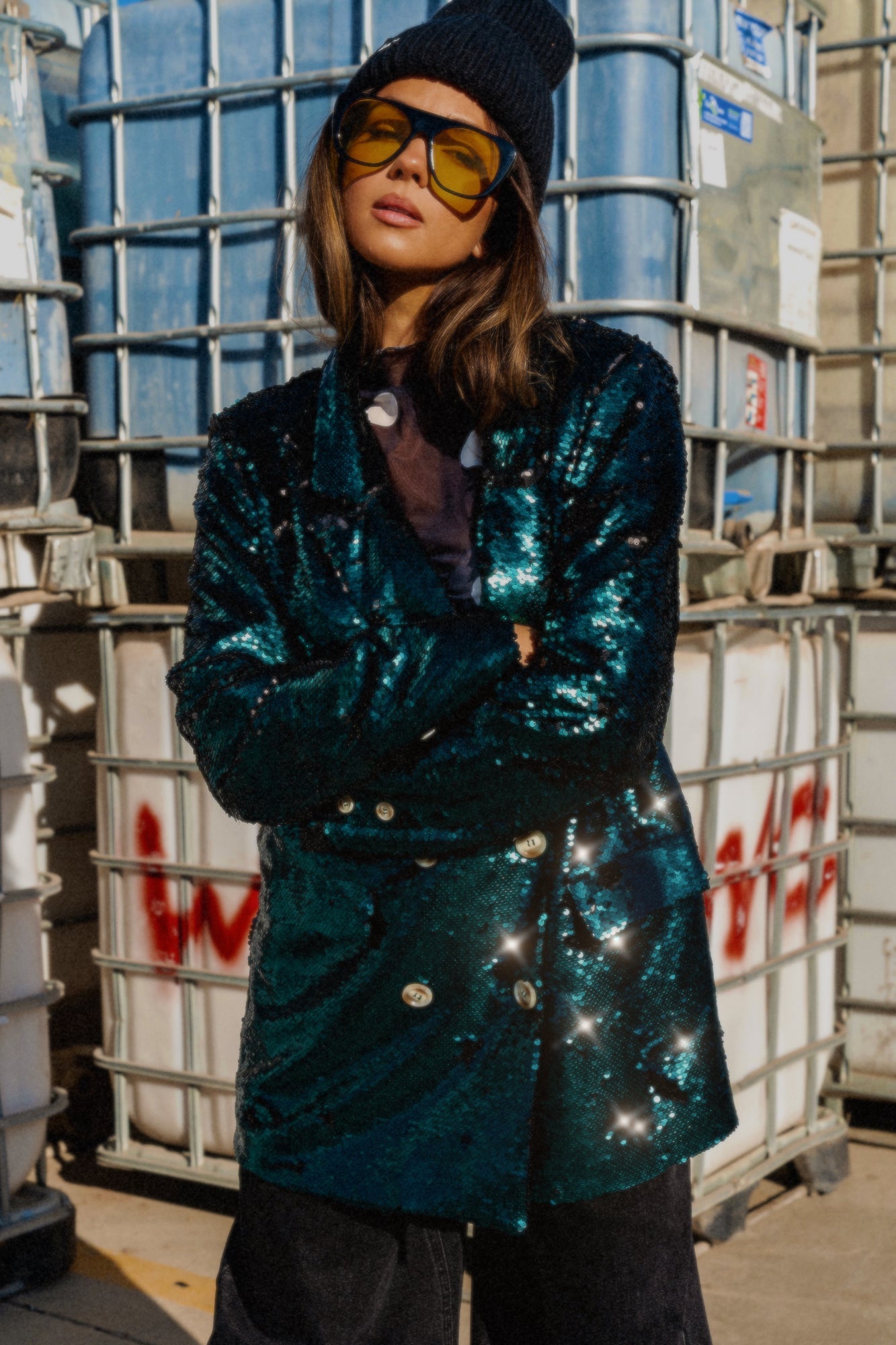 Love You To Saturn Oversized Boyfriend Sequin Blazer - Dressed in Lala
