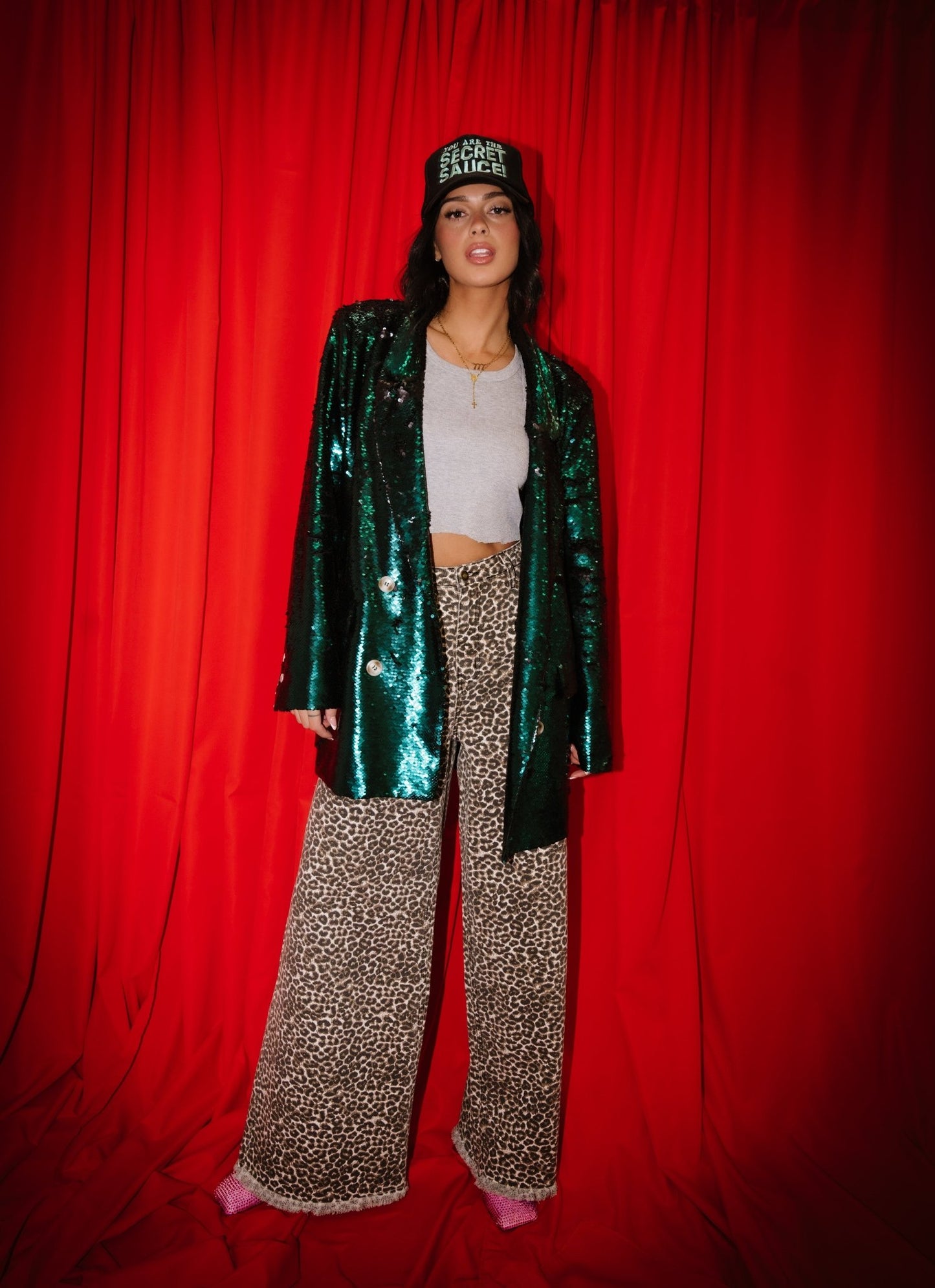 Love You To Saturn Oversized Boyfriend Sequin Blazer - Dressed in Lala