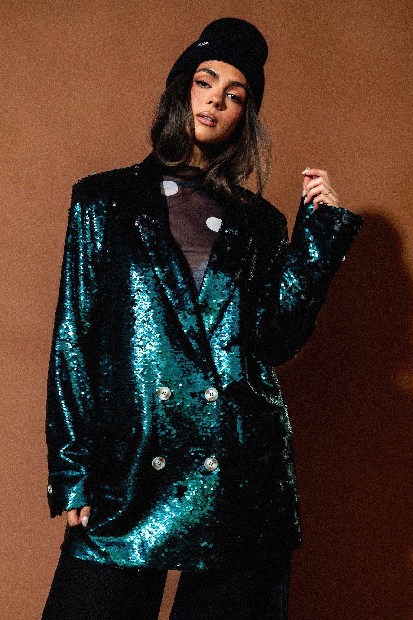 Love You To Saturn Oversized Boyfriend Sequin Blazer - Dressed in Lala