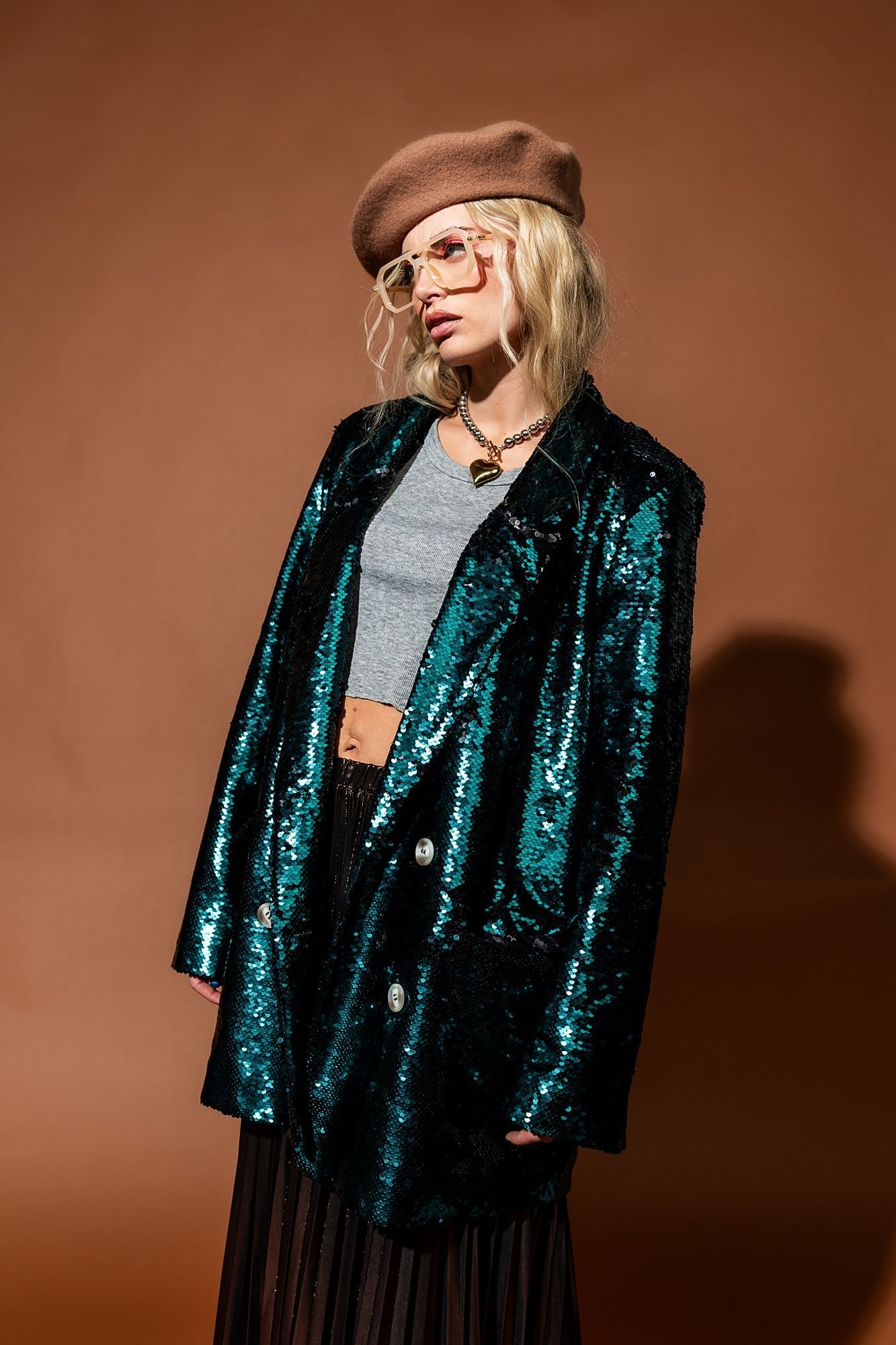 Love You To Saturn Oversized Boyfriend Sequin Blazer - Dressed in Lala