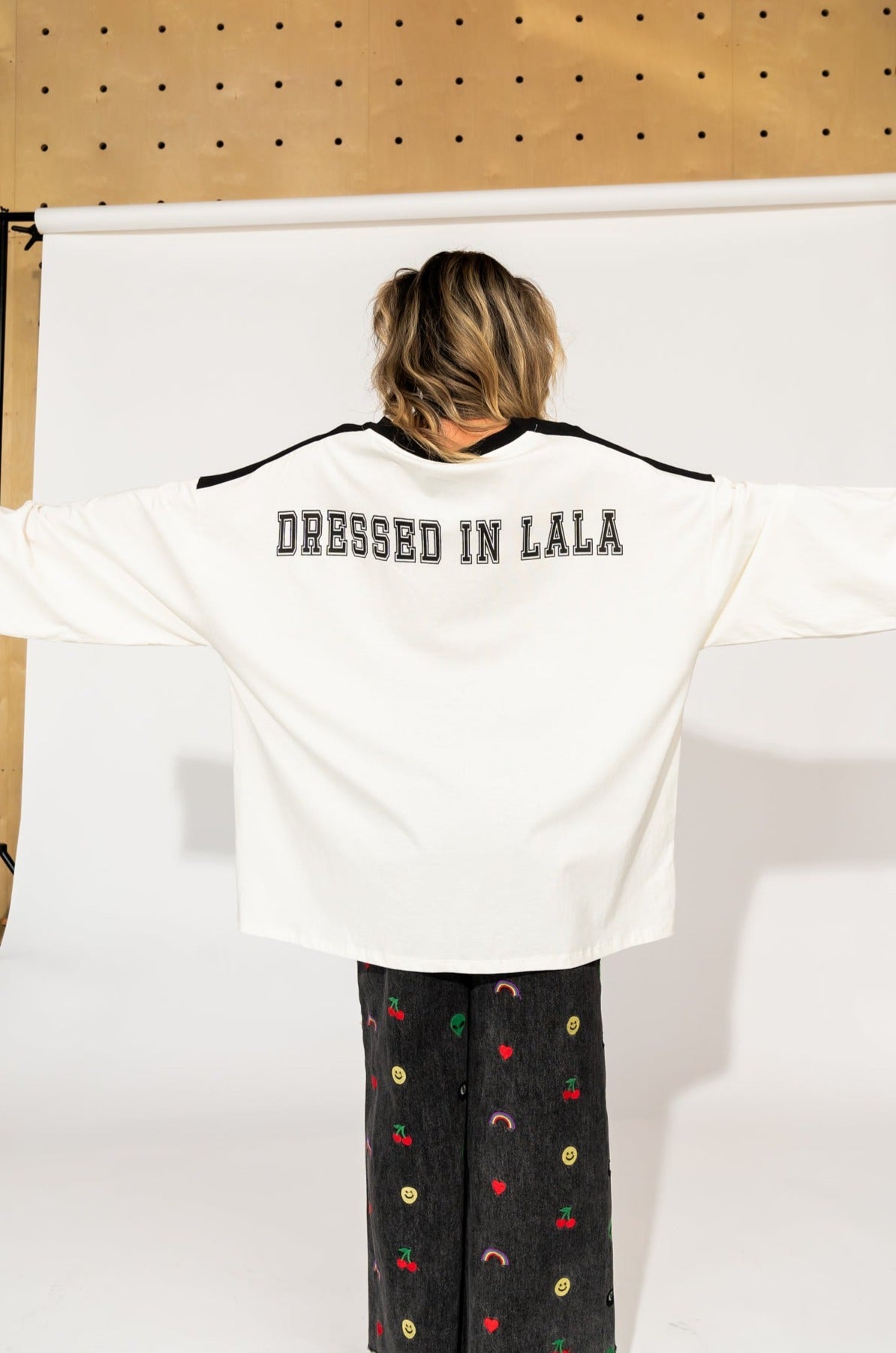 Lucky Oversized Jersey Tee in Black + White - Dressed in Lala