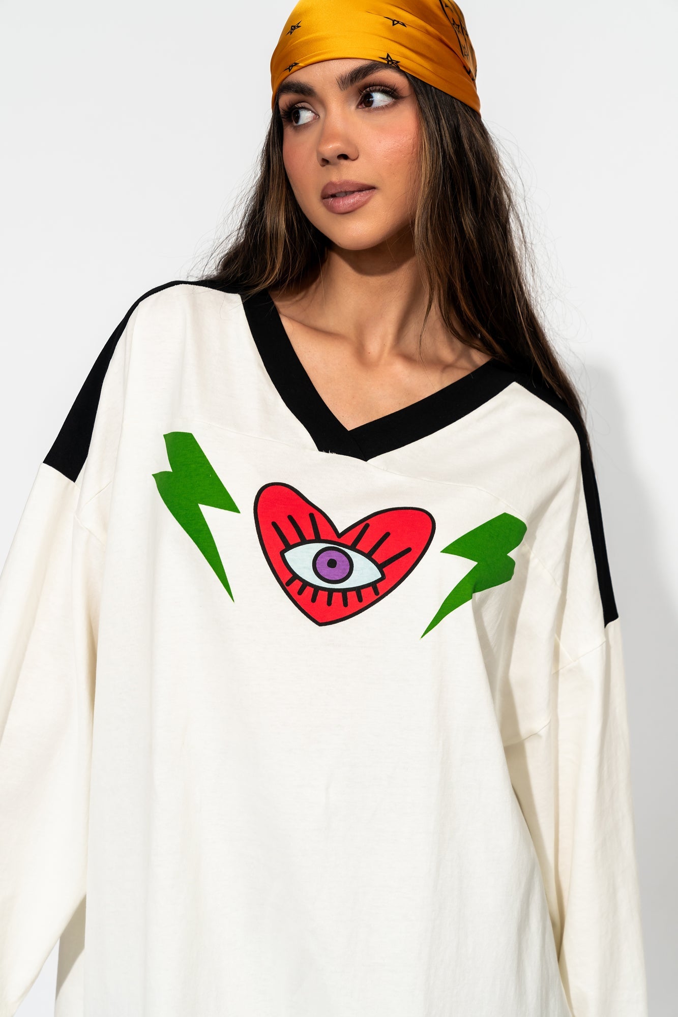 Lucky Oversized Jersey Tee in Black + White - Dressed in Lala