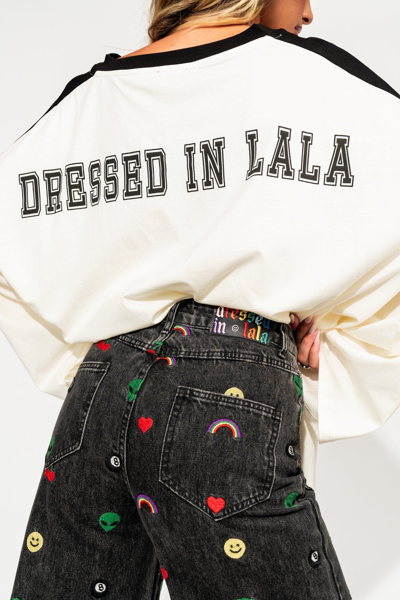 Lucky Oversized Jersey Tee in Black + White - Dressed in Lala