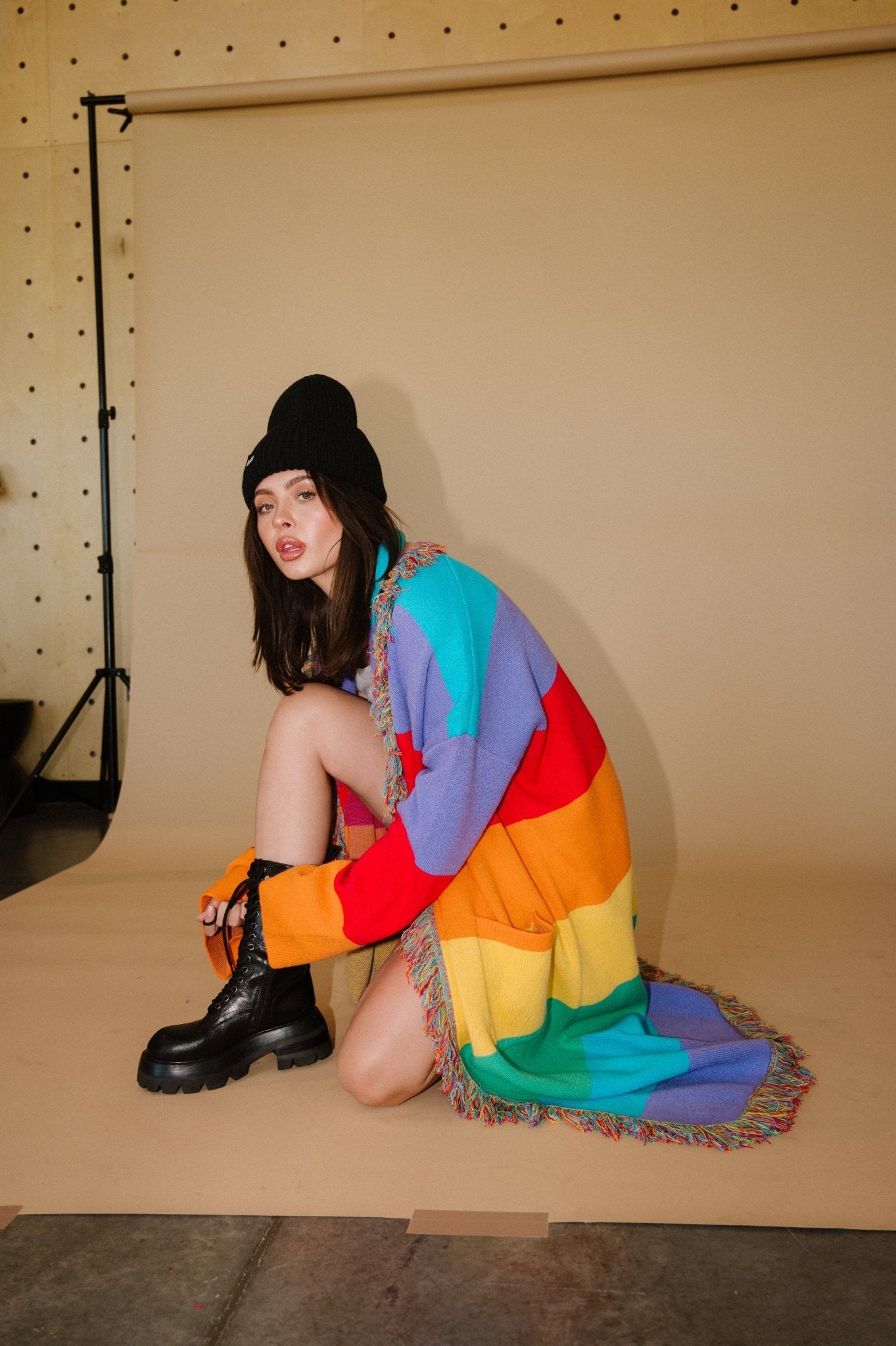 Luxe Fringe Blanket Cardigan in Chasing Rainbows - Dressed in Lala