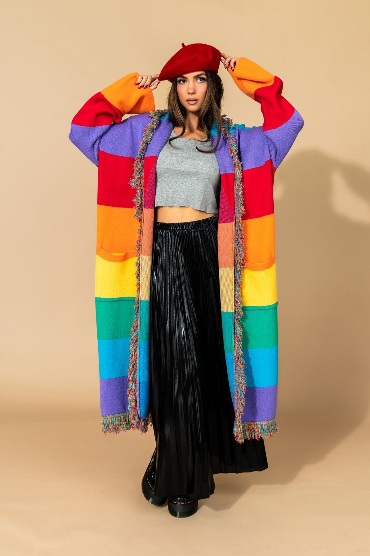 Luxe Fringe Blanket Cardigan in Chasing Rainbows - Dressed in Lala