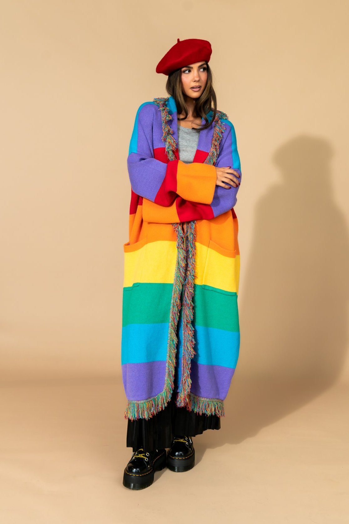 Luxe Fringe Blanket Cardigan in Chasing Rainbows - Dressed in Lala