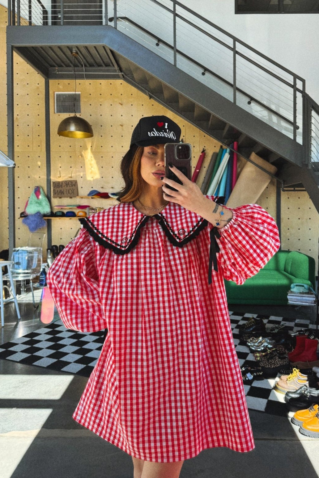 red gingham mini dress Travel Light Active Mini Dress