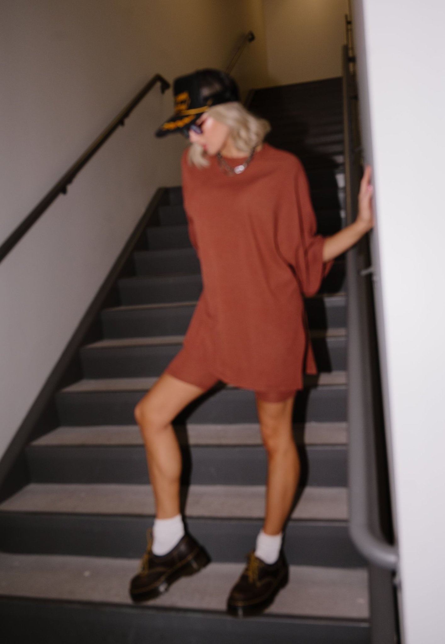 Malone Ribbed Biker Set in Cool Girl Brown - Dressed in Lala