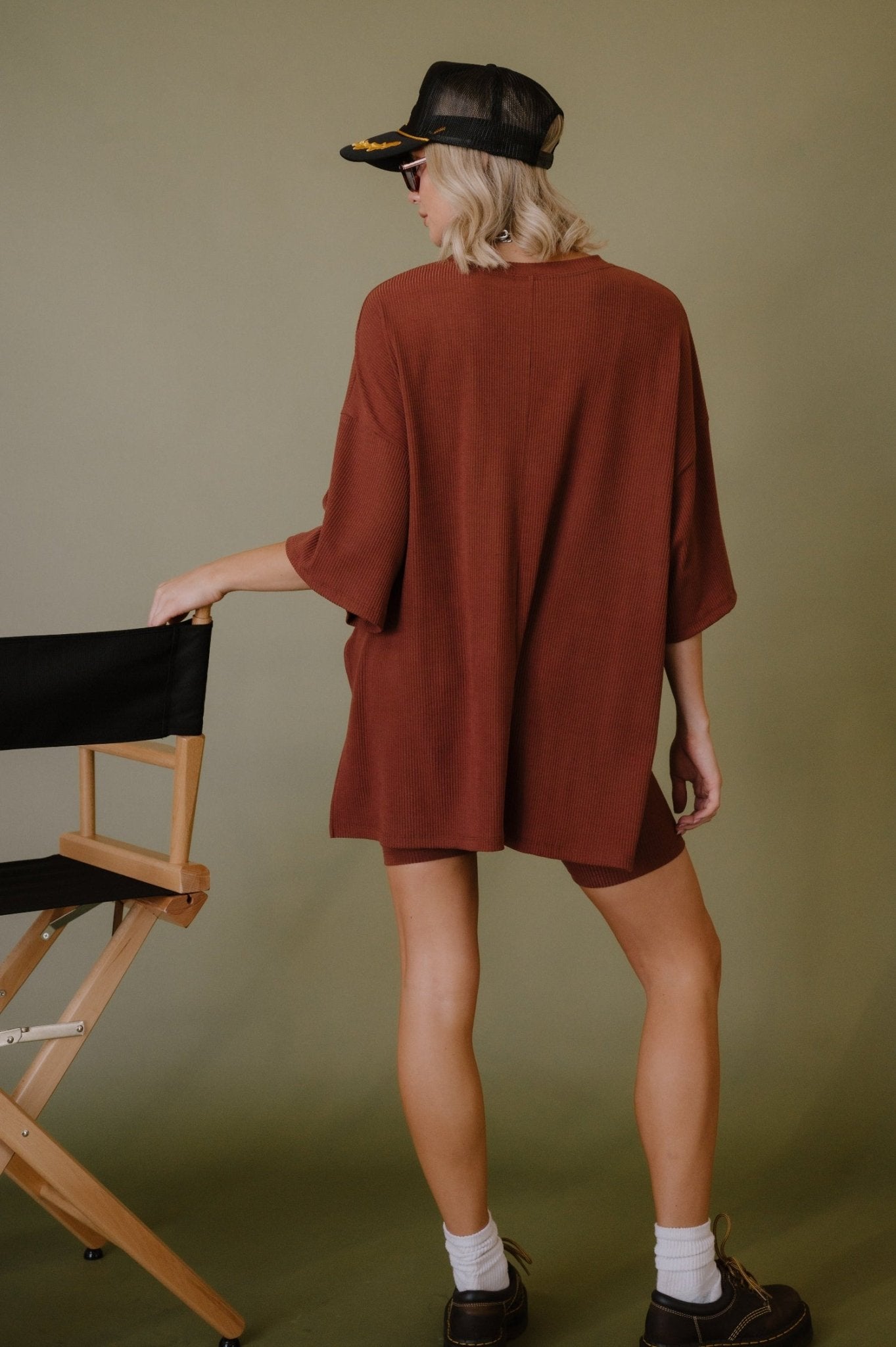 Malone Ribbed Biker Set in Cool Girl Brown - Dressed in Lala
