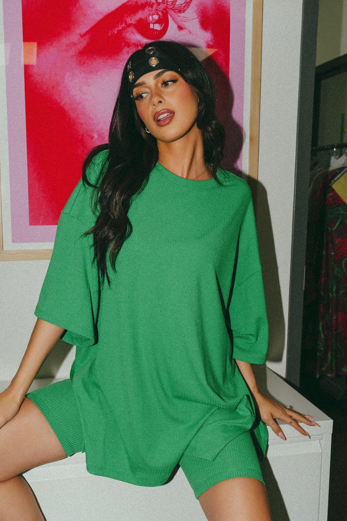 Malone Ribbed Biker Set in Four Leaf Clover - Dressed in Lala