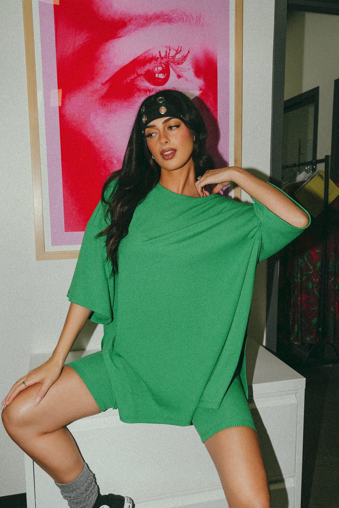 Malone Ribbed Biker Set in Four Leaf Clover - Dressed in Lala